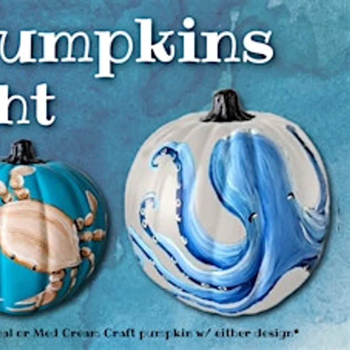 Teal & Cream Coastal Pumpkins Paint Night