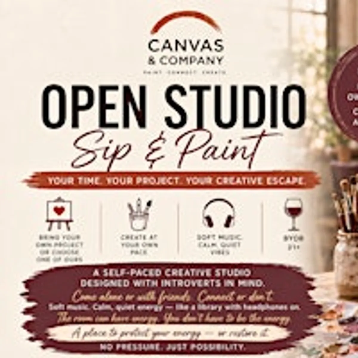 Open Studio Sip & Paint @ Canvas & Company | WPB | Age 10+ Recommended